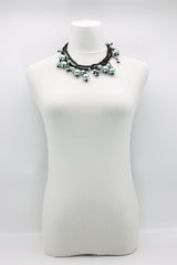 Faux Pearls on Cotton Cord Necklace - Short - Grey - Jianhui London