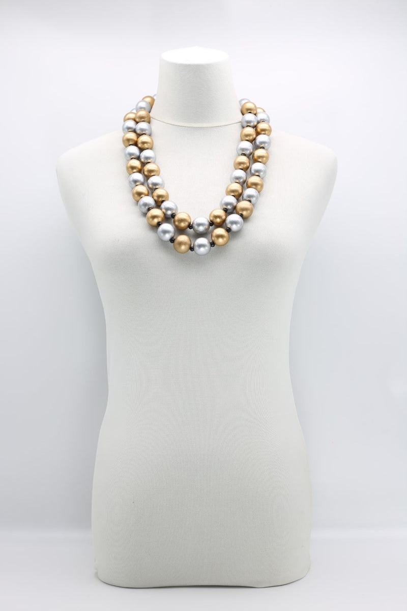 Round Beads Necklace - Silver/Gold - Jianhui London