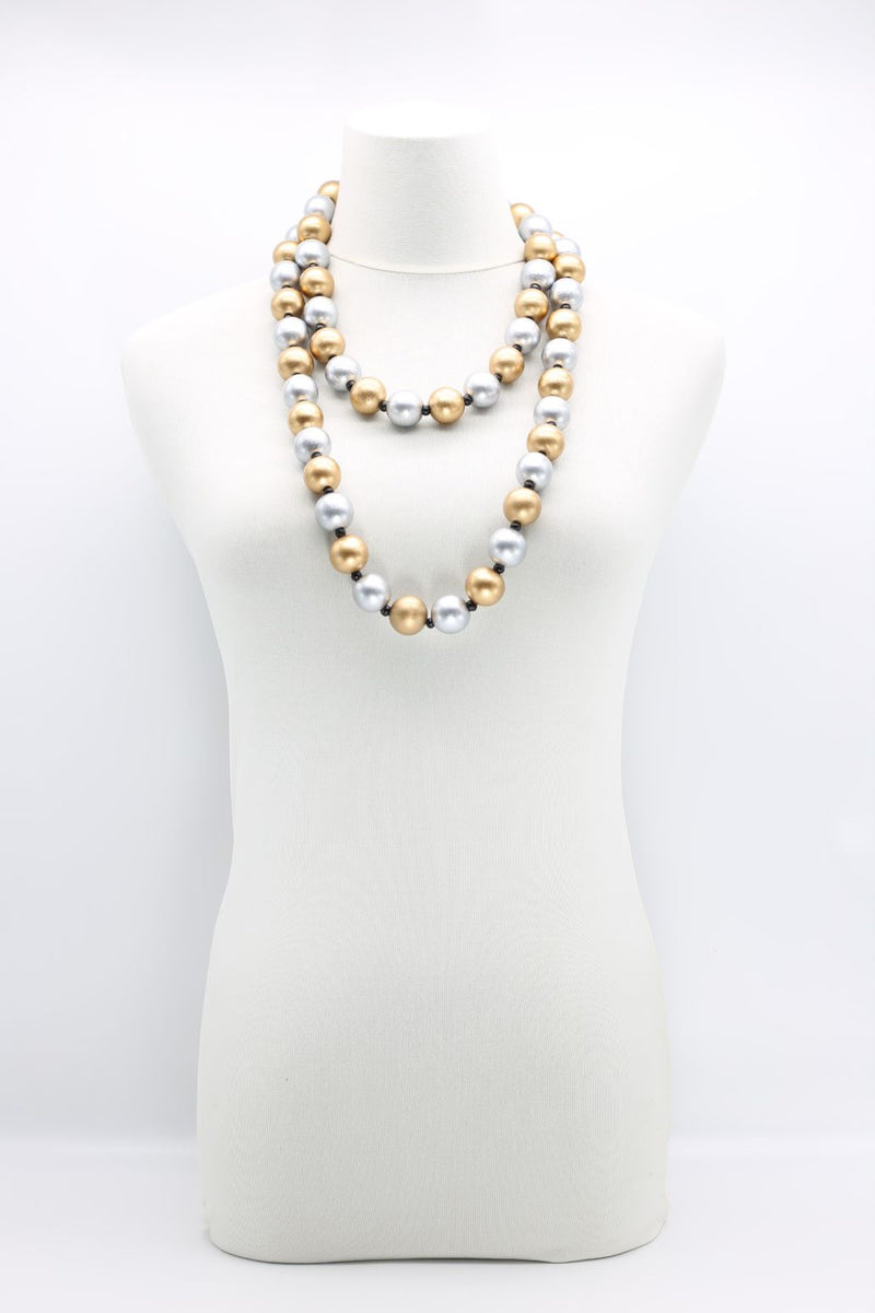 Round Beads Necklace - Silver/Gold - Jianhui London