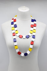 Mondrian Collection Square Mixed Colours Necklace - Jianhui London