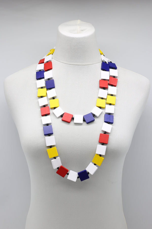 Mondrian Collection Square Mixed Colours Necklace - Jianhui London