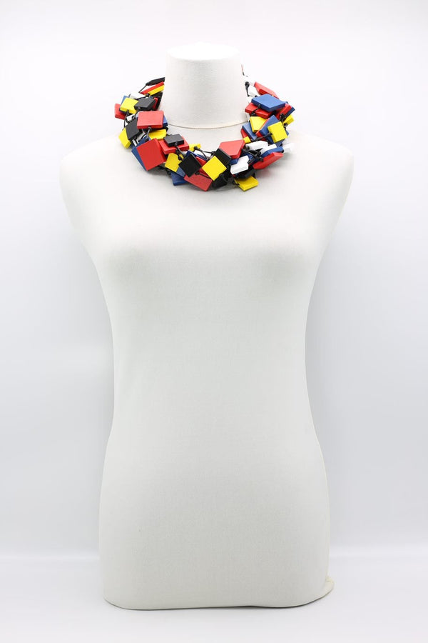 Mondrian Collection - 5 strands of 3x3 and 2x2 cm Square Necklaces - Jianhui London