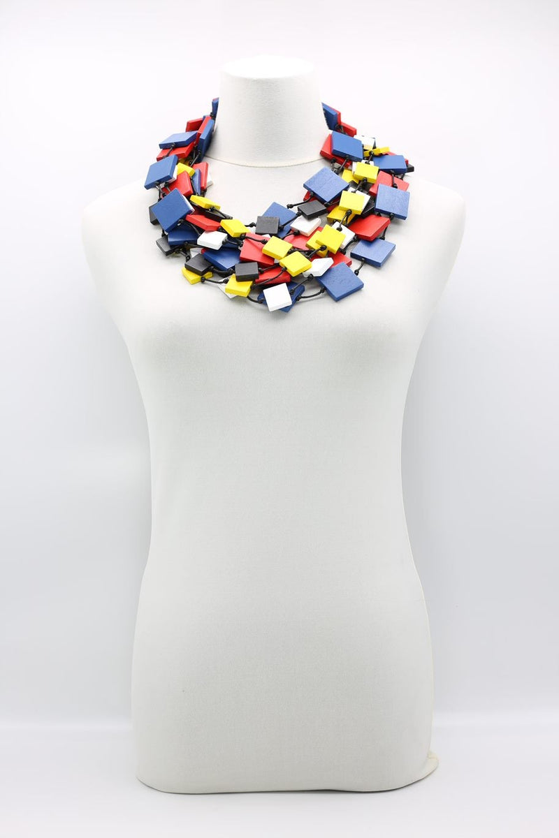 Mondrian Collection - 5 strands of 3x3 and 2x2 cm Square Necklaces - Jianhui London