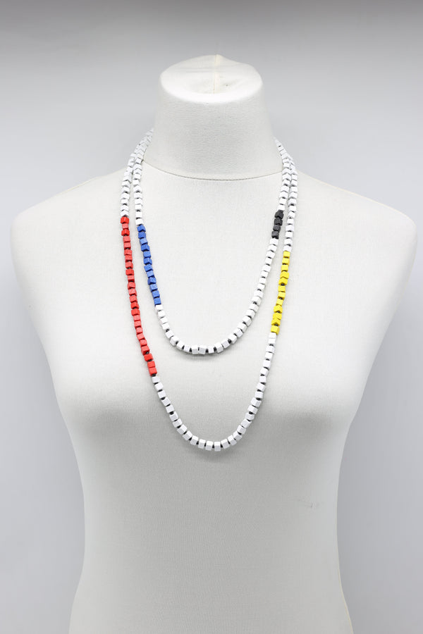 Mondrian Collection - 140cm long 5x5mm beads necklace - Jianhui London