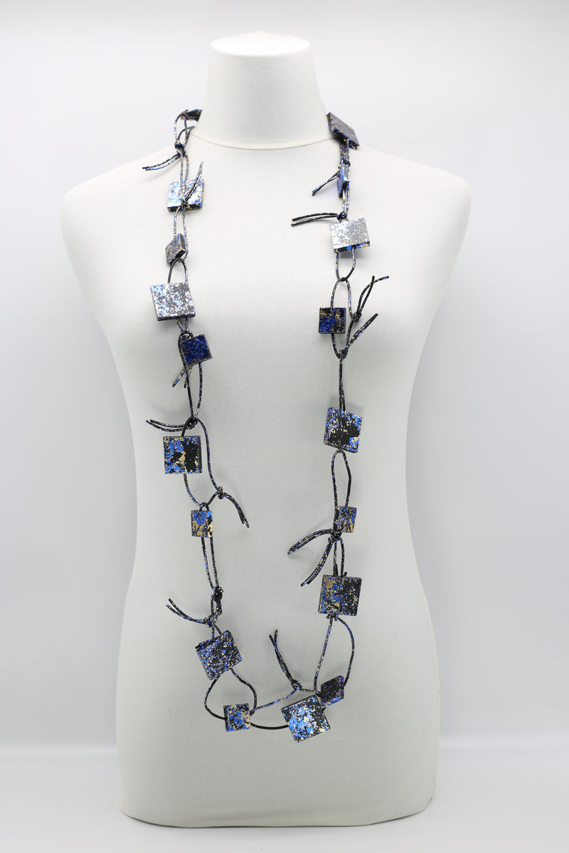 Wooden Squares on Leatherette Chain Necklaces - Hand gilded - Jianhui London