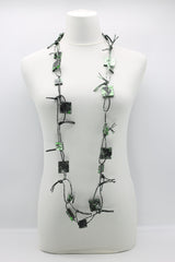 Wooden Squares on Leatherette Chain Necklaces - Hand gilded - Jianhui London