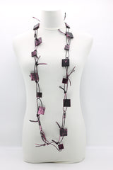 Wooden Squares on Leatherette Chain Necklaces - Hand gilded - Jianhui London