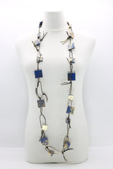Wooden Squares on Leatherette Chain Necklaces - Hand gilded - Jianhui London