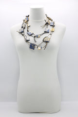 Wooden Squares on Leatherette Chain Necklaces - Hand gilded - Jianhui London