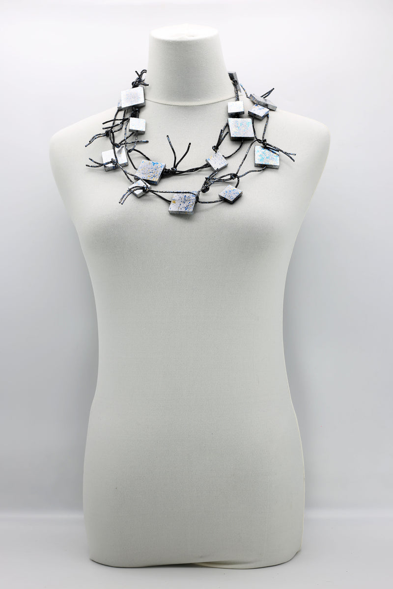Wooden Squares on Leatherette Chain Necklaces - Hand gilded - Jianhui London