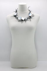 Wooden Squares on Leatherette Chain Necklaces - Hand gilded - Jianhui London