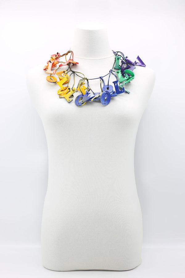 Big LOVE Necklace - Hand-painted - Short - Rainbow - Jianhui London