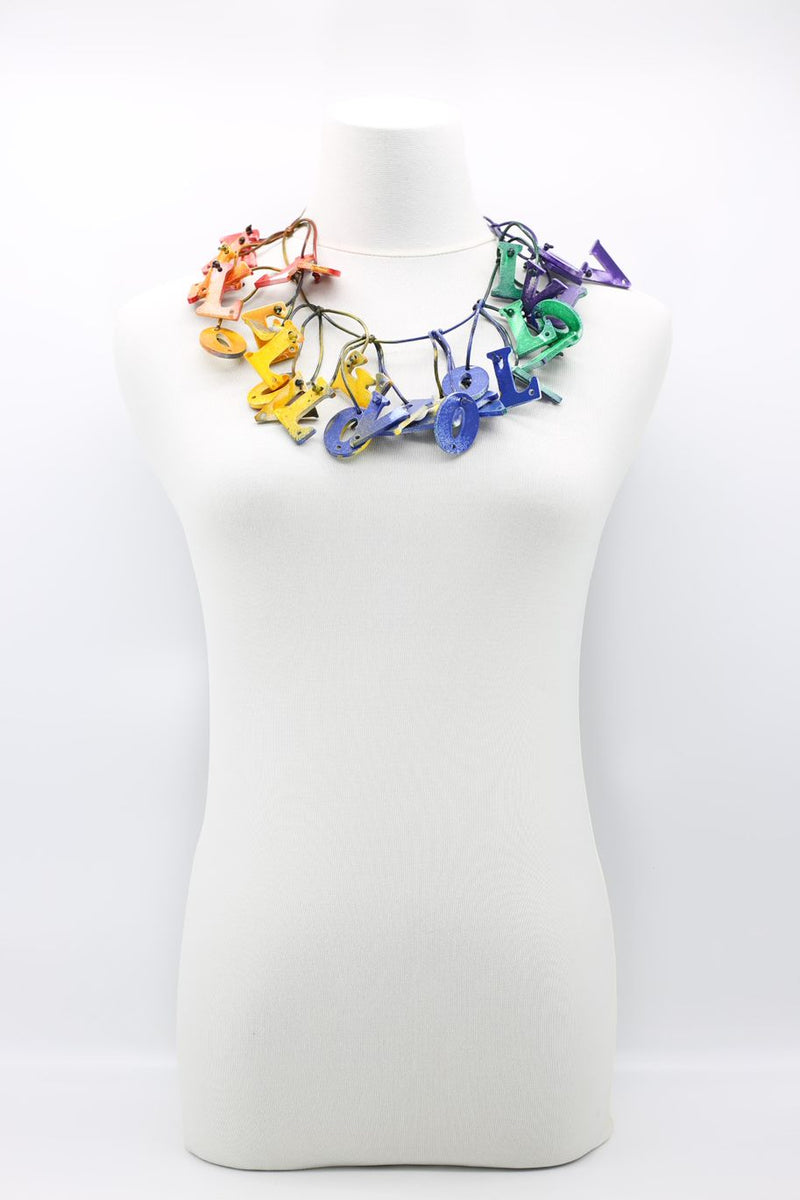 Big LOVE Necklace - Hand-painted - Short - Rainbow - Jianhui London
