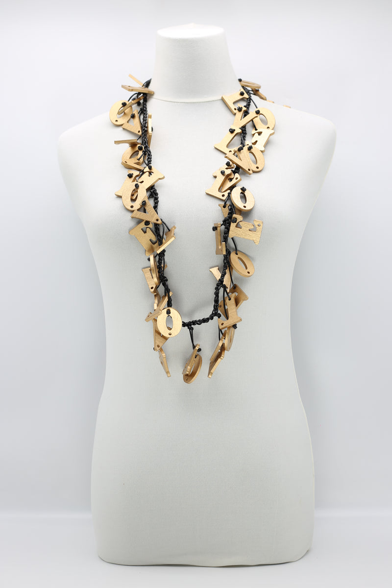 Big LOVE on Cotton Cord Necklace - Jianhui London