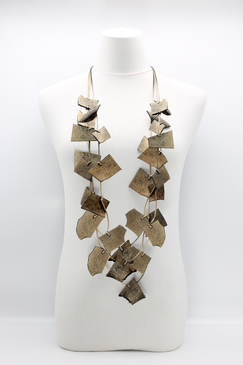 Recycled Leather Irregular Shapes Necklace - Jianhui London