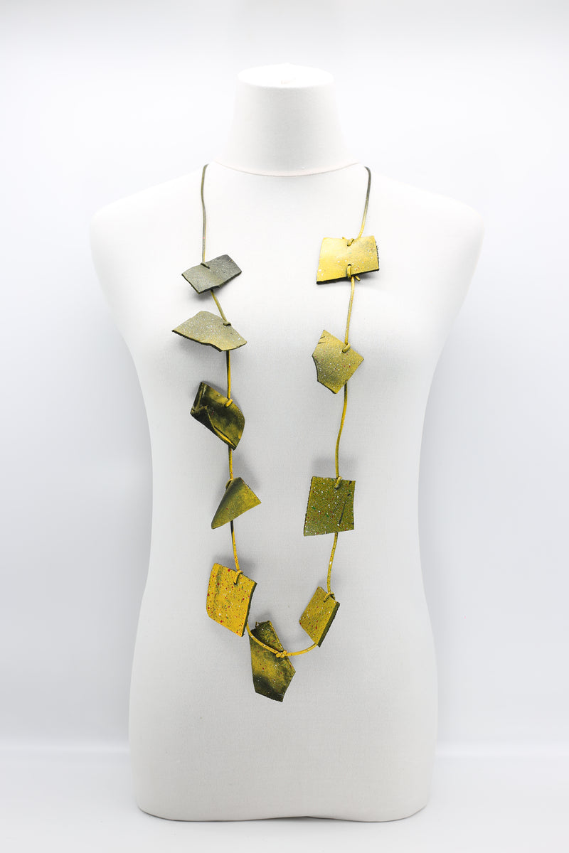 Recycled Leather Irregular Shapes Necklace - Jianhui London