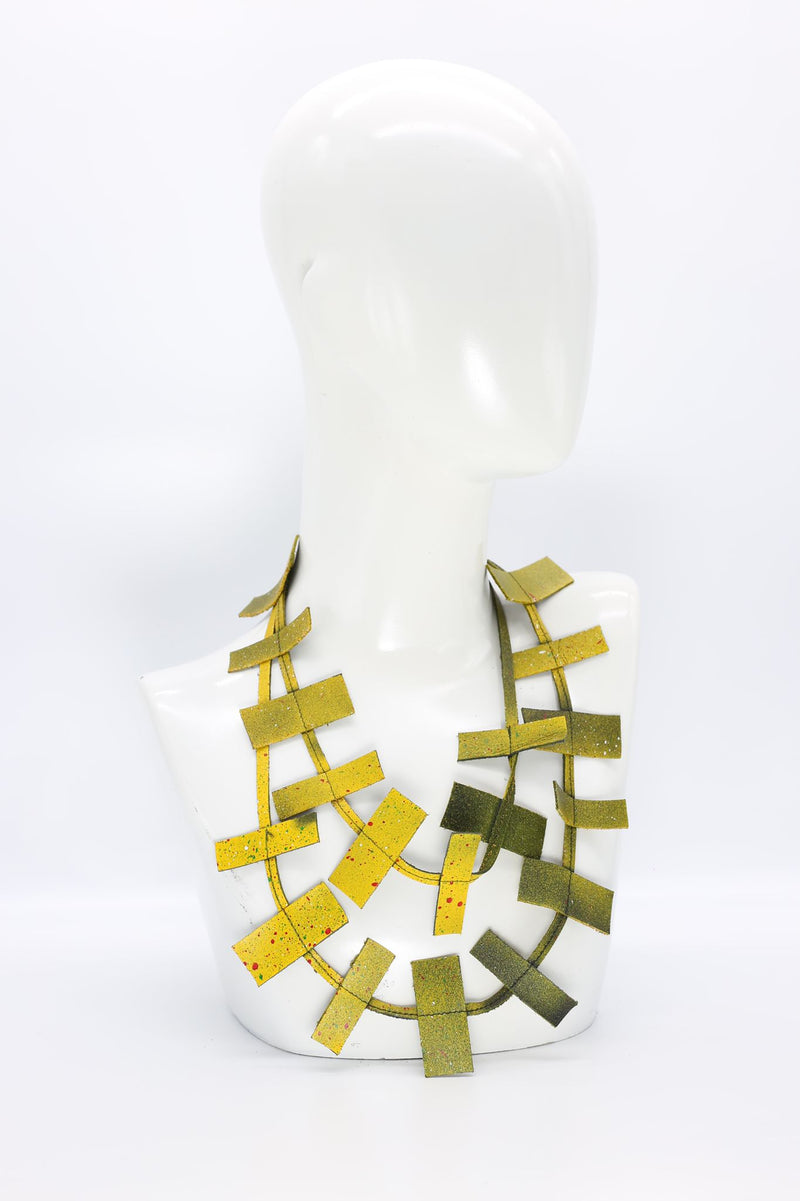 Recycled Leather single strand necklaces - Hand painted - Jianhui London