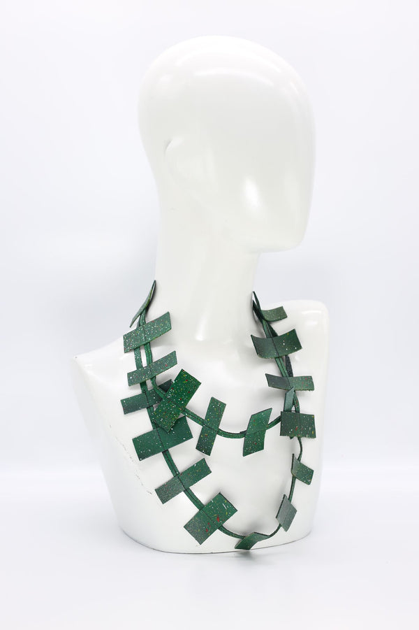 Recycled Leather single strand necklaces - Hand painted - Jianhui London