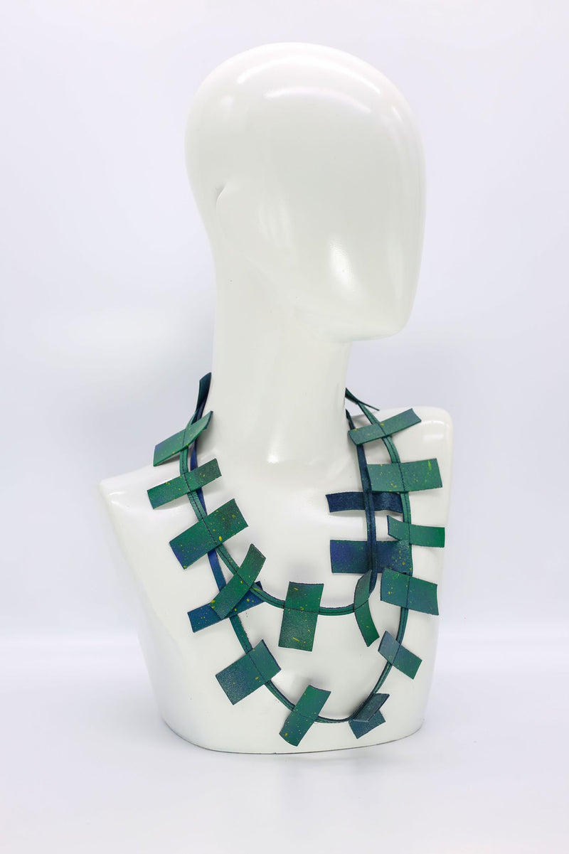 Recycled Leather single strand necklaces - Hand painted - Jianhui London
