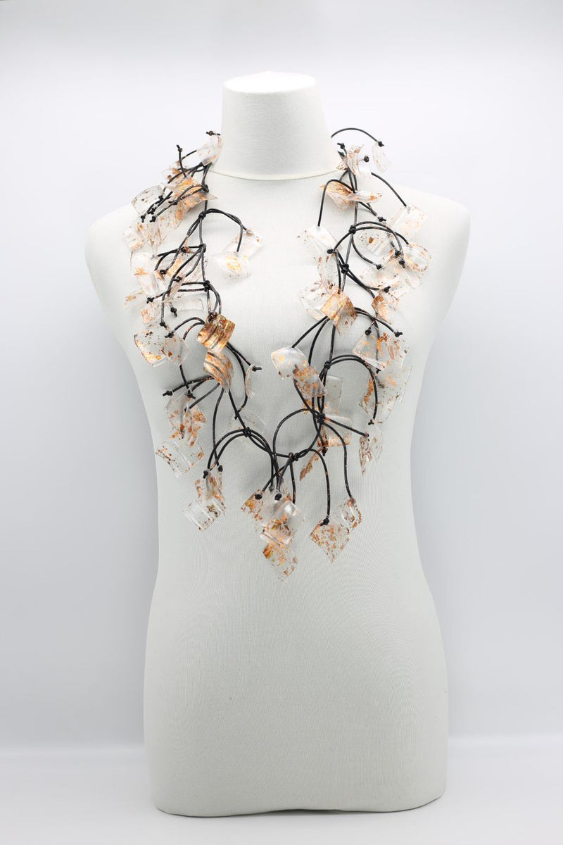 Upcycled Plastic Bottles Squares Necklaces - Hand gilded - Jianhui London
