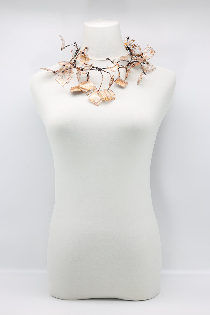 Upcycled Plastic Bottles Squares Hand gilded Necklaces - Short - Jianhui London