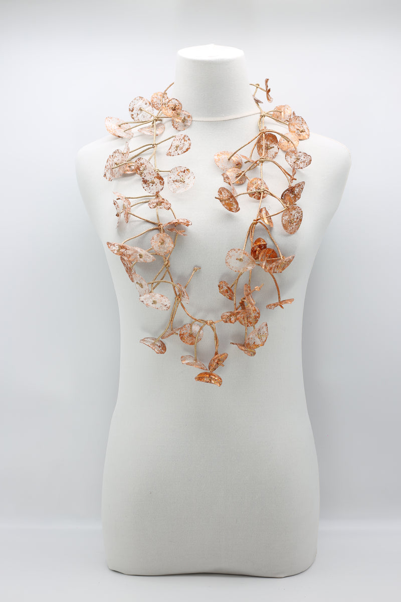 Aqua Water Lily Leaf Necklaces - Hand-gilded - Long - Jianhui London