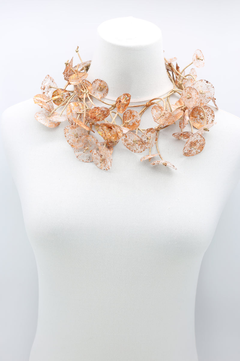 Aqua Water Lily Leaf Necklaces - Hand-gilded - Long - Jianhui London