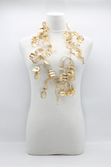 Aqua Water Lily Leaf Necklaces - Hand-gilded - Long - Jianhui London