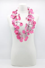 Aqua Water Lily Leaf Necklaces - Hand-painted - Long - Jianhui London
