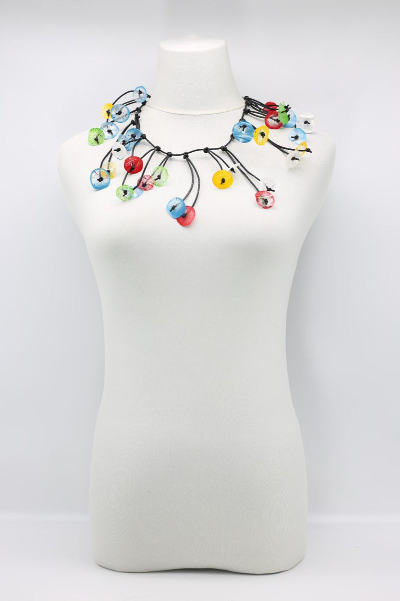 Aqua Water Lily Leaf Necklace - Hand-painted - Short - Jianhui London