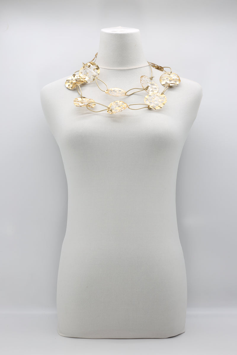 Aqua Lotus Root Necklace - Hand-gilded -Large - Jianhui London