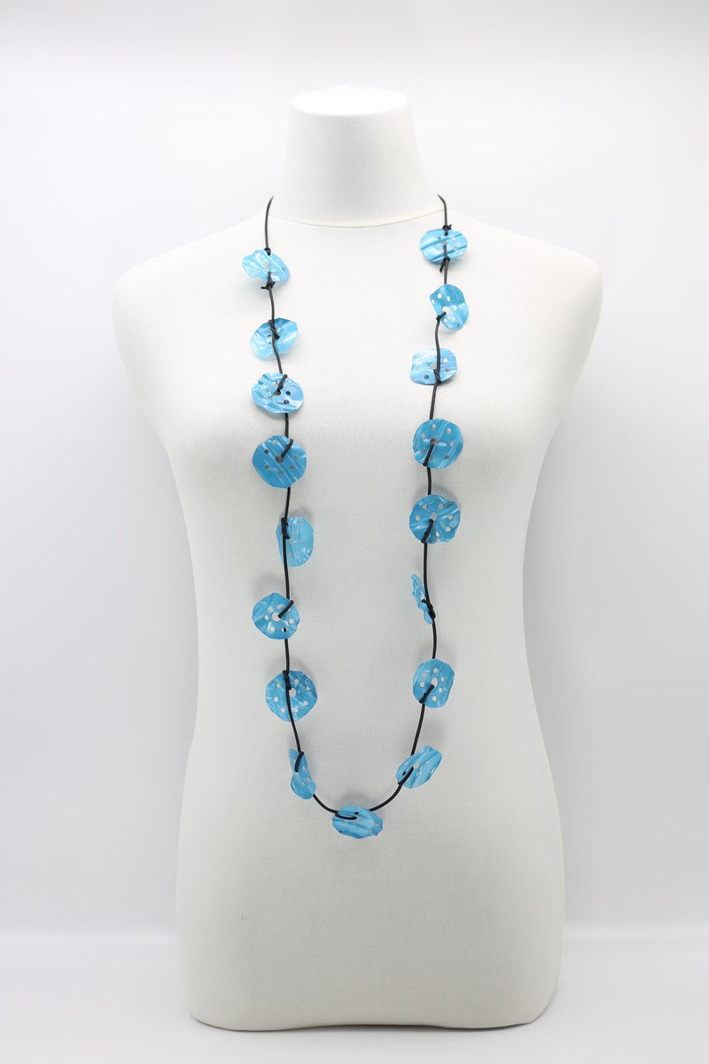 Aqua Lotus Root Necklace - Hand-painted - Small - Jianhui London