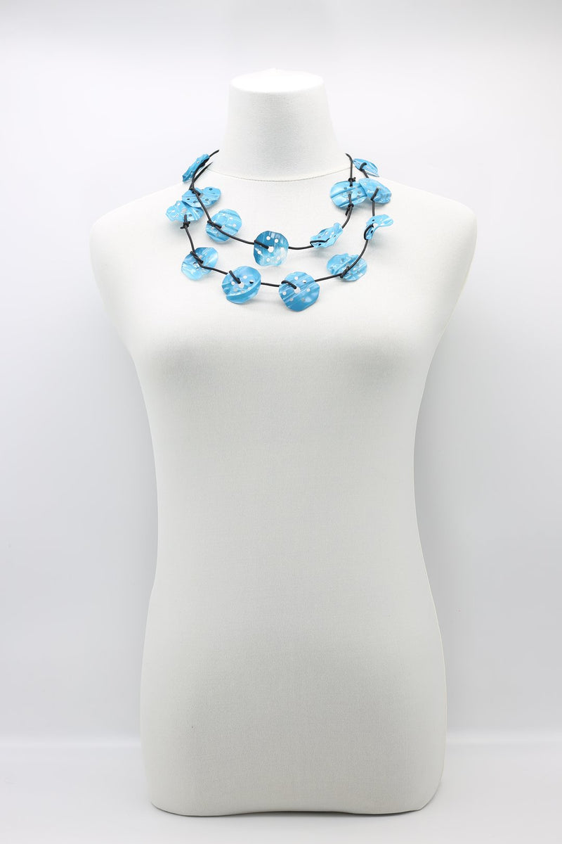 Aqua Lotus Root Necklace - Hand-painted - Small - Jianhui London