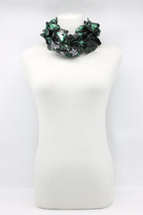 Upcycled plastic bottles - Aqua Poppy Flower Necklace - Hand-gilded - Jianhui London