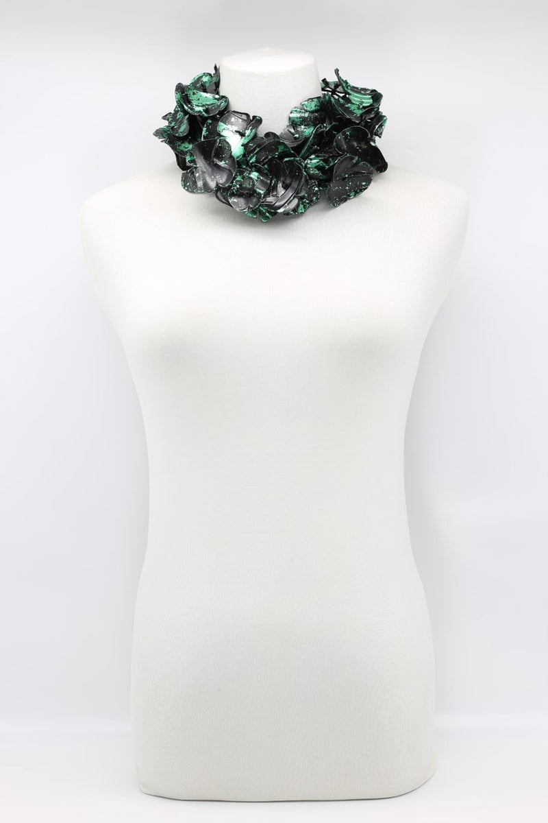 Upcycled plastic bottles - Aqua Poppy Flower Necklace - Hand-gilded - Jianhui London