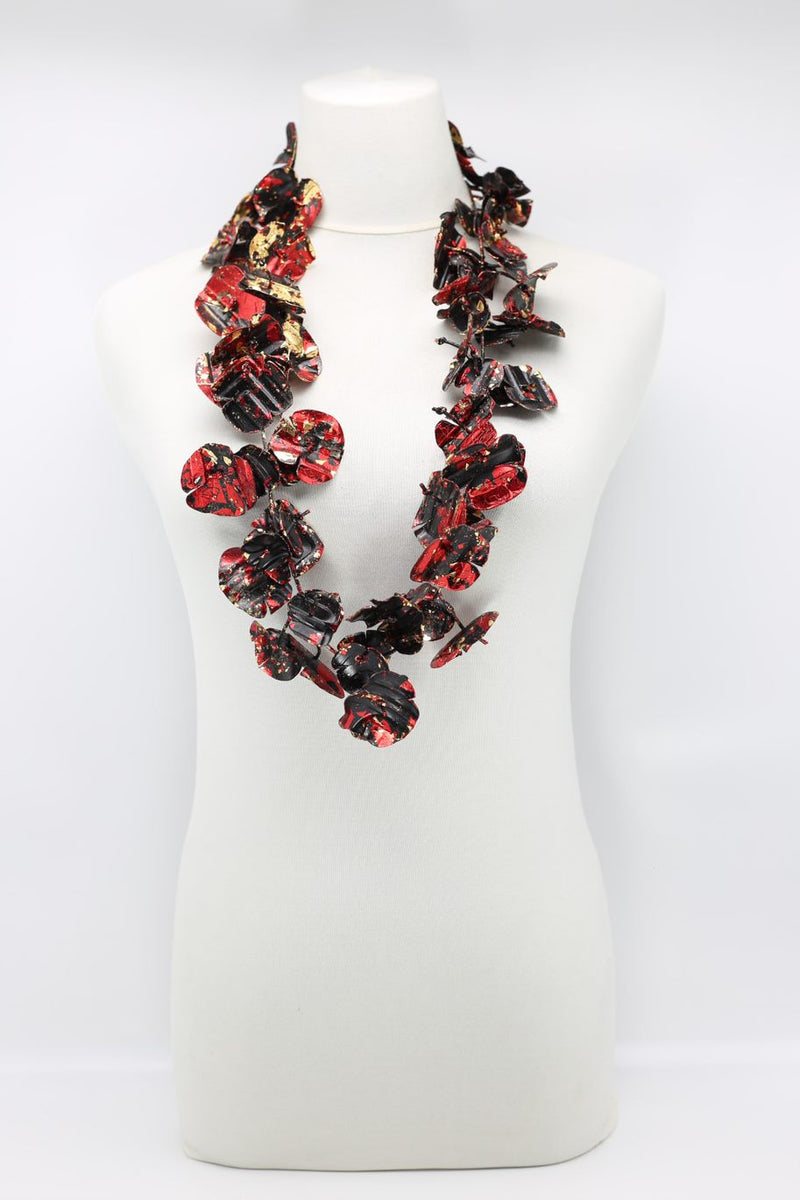 Upcycled plastic bottles - Aqua Poppy Flower Necklace - Hand-gilded - Jianhui London