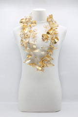 Upcycled plastic bottles - Big double Water Lily Necklaces - Hand gilded - Jianhui London