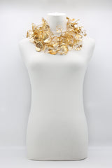 Upcycled plastic bottles - Big double Water Lily Necklaces - Hand gilded - Jianhui London