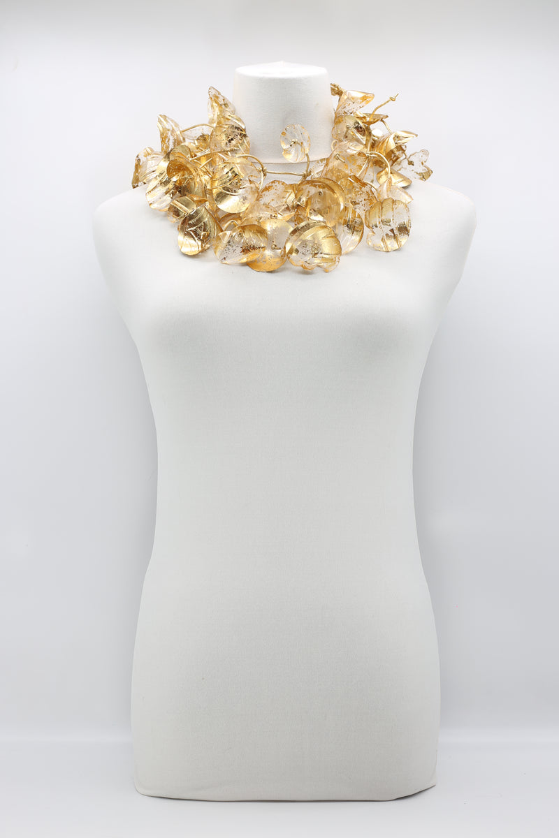 Upcycled plastic bottles - Big double Water Lily Necklaces - Hand gilded - Jianhui London