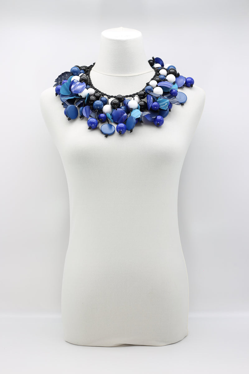 Vintage inspired wooden beads and plastic leaf mixed fruit necklace-Multicolour - Jianhui London