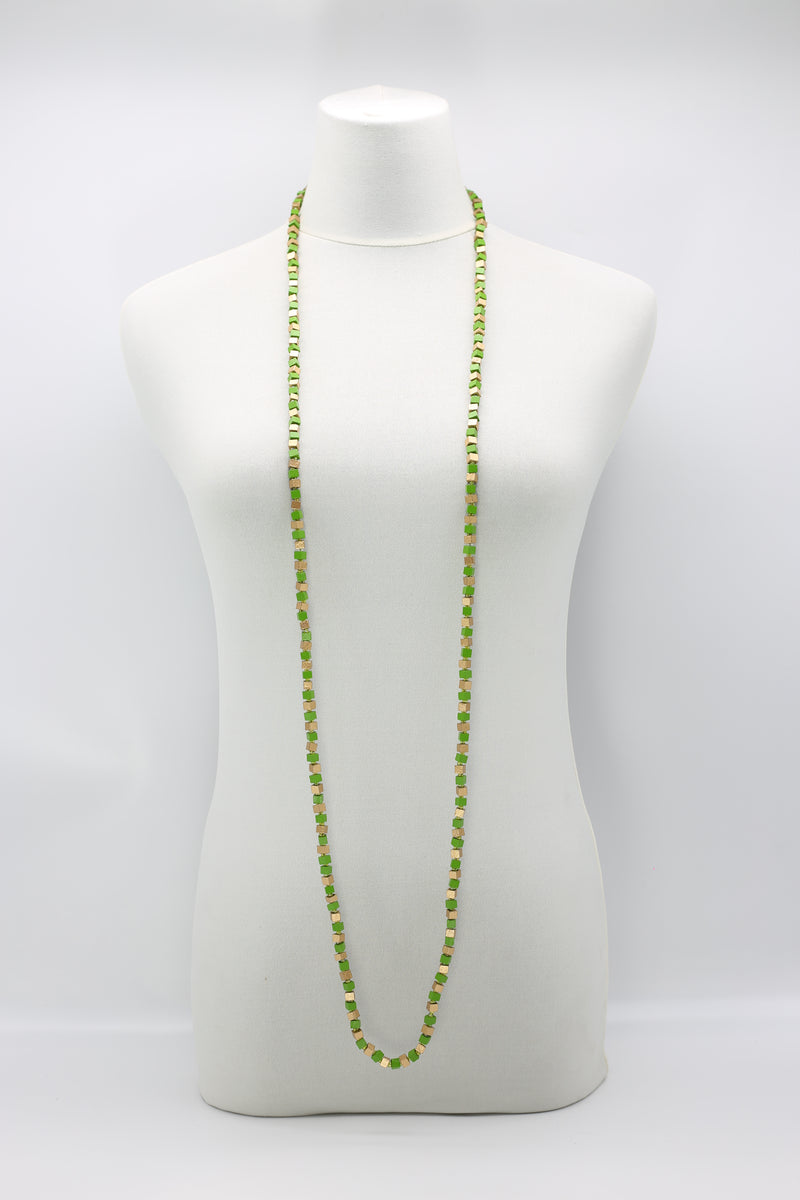 SINGLE STRAND PASHMINA NECKLACE WOODEN BEADS MOSAIC - Jianhui London