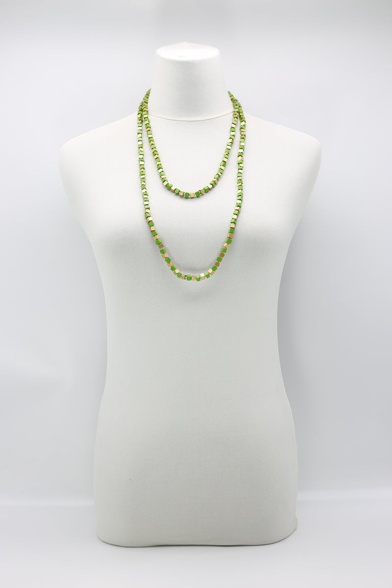 SINGLE STRAND PASHMINA NECKLACE WOODEN BEADS MOSAIC - Jianhui London