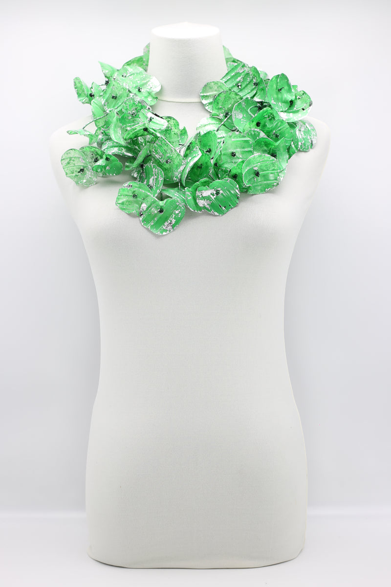 Big Water Lily Leaf Recycled Plastic Bottles Necklace - Hand gilded - Jianhui London