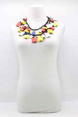 Mondrian Collection - Wooden Squares on Cotton Cord Necklace - Medium - Jianhui London