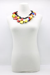 Mondrian Collection - Wooden Squares on Cotton Cord Necklace - Medium - Jianhui London