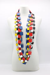 Mondrian Collection - 5 strands of 3x3 and 2x2 cm Square Necklaces - Jianhui London