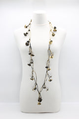 leatherette chain with wooden hearts Necklace -Hand Gilded - Jianhui London
