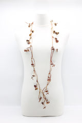 leatherette chain with wooden hearts Necklace -Hand Gilded - Jianhui London