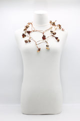 leatherette chain with wooden hearts Necklace -Hand Gilded - Jianhui London