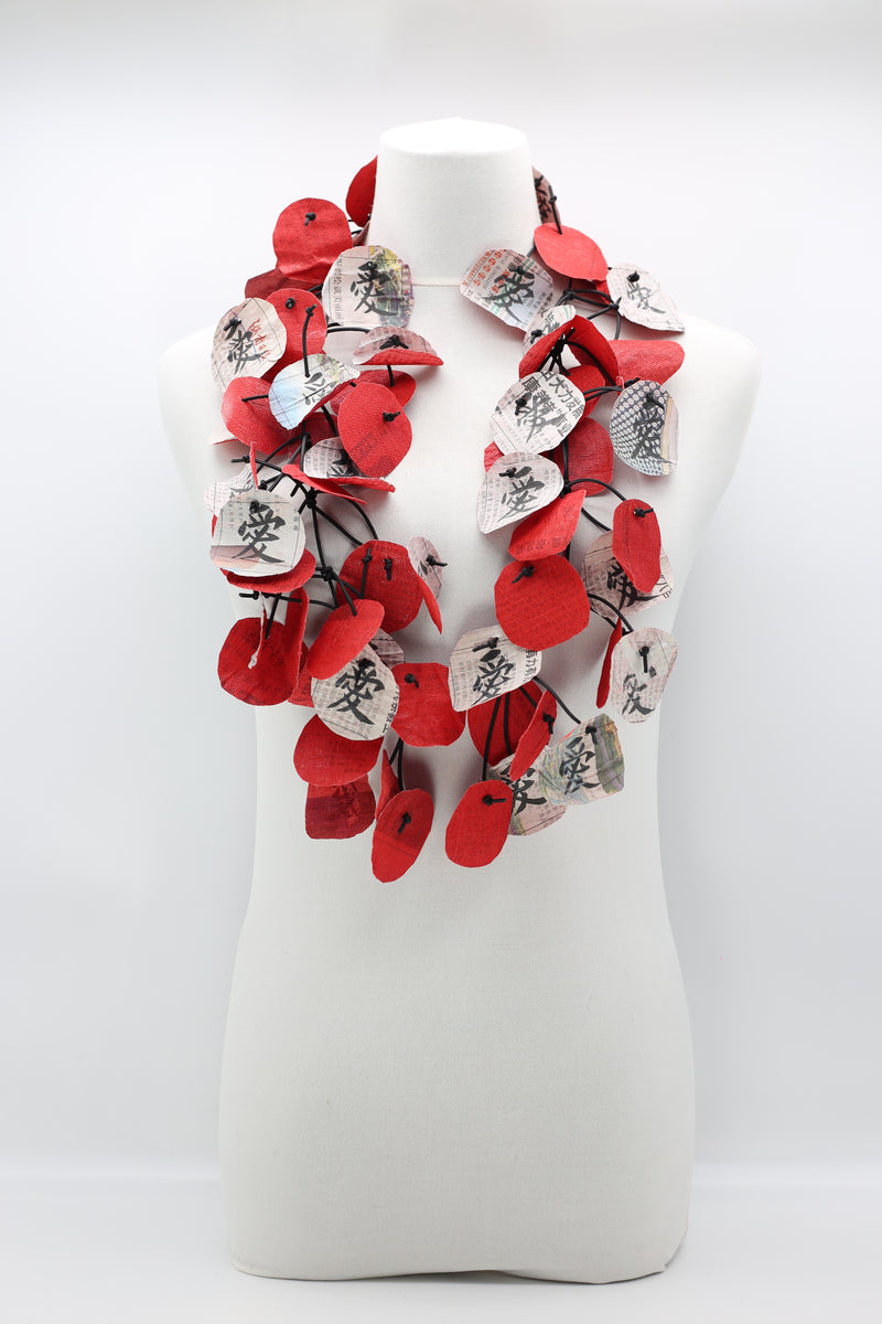 Hand Calligraphed Love in Chinese on Newspaper Necklace - Jianhui London
